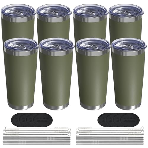 8 Pack 20oz Insulated Stainless Steel Travel Tumblers