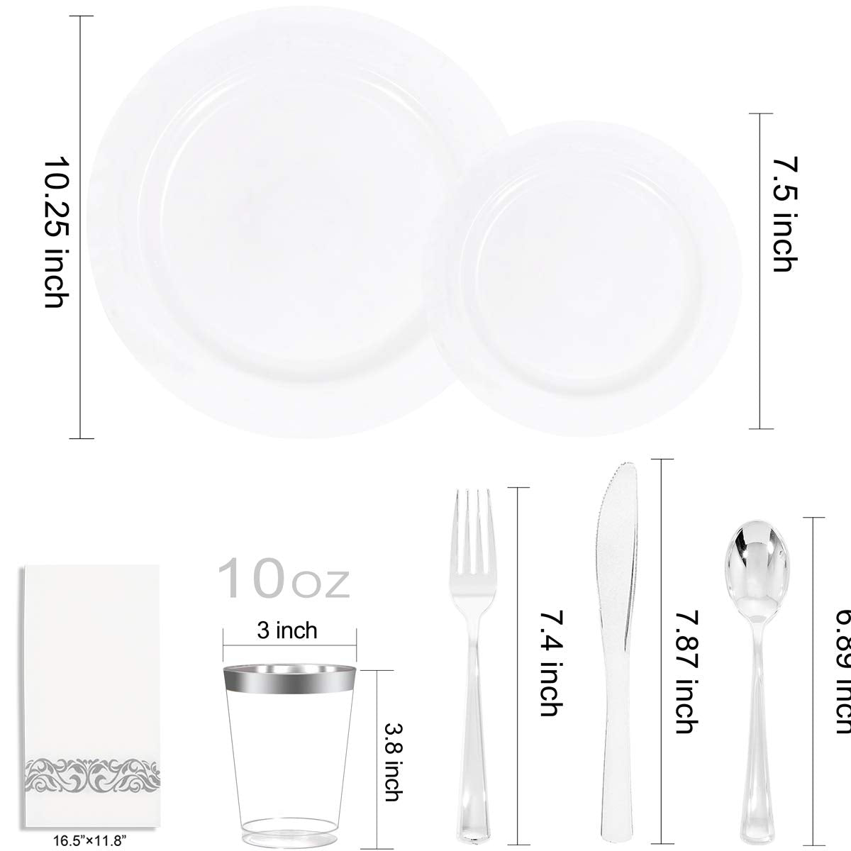 350-Piece Disposable Plates, Silverware & Cups Set For 50