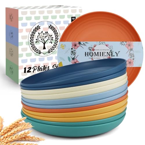 12 Pack Wheat Straw Unbreakable Dinner Plates 9 Inch