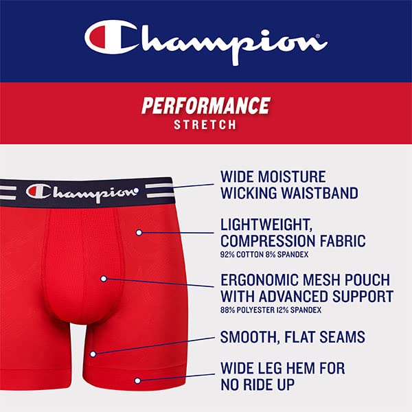 Champion Men's Cotton Stretch Boxer Briefs, Black
