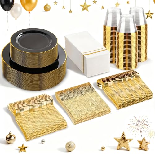 350 Piece Disposable Plastic Dinnerware Set with Cups