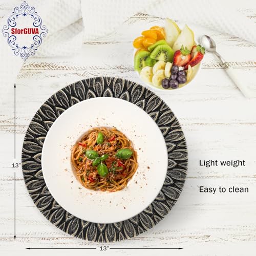 Black Plastic Charger Plates Set of 6