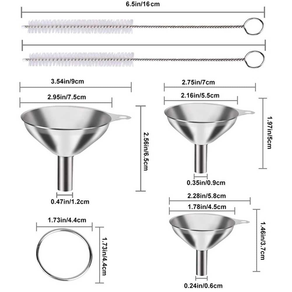 3 Pcs Stainless Steel Kitchen Funnel Set