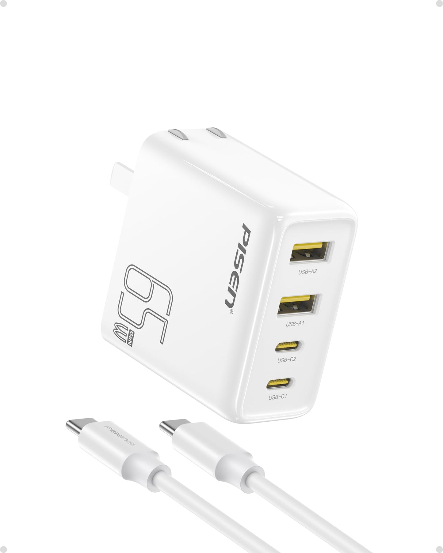 65W PISEN USB-C Fast Charger with 4FT Cable