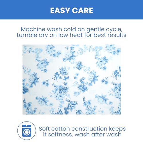 Delta Children 100% Cotton Muslin Baby Receiving Blankets for Girls and Boys – 47x47 Inches (Pack of 4), Blue Botanicals