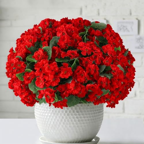 26 Pack UV Resistant Artificial Geranium Flowers