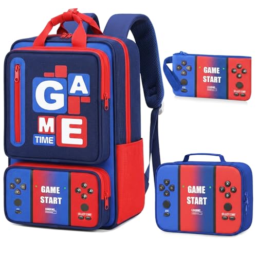 3 Piece Gamer Kids School Backpack and Lunch Box