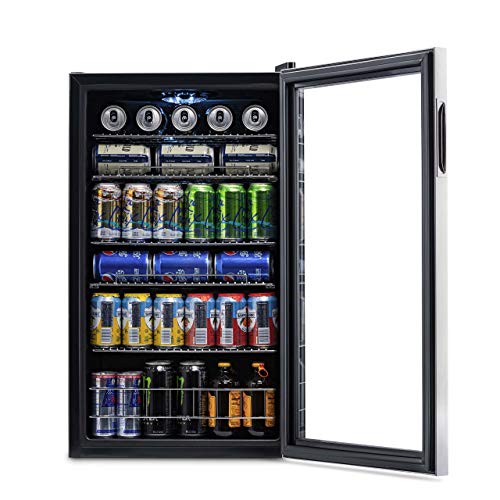 NewAir Beverage Refrigerator Cooler | 126 Cans Free Standing with Right Hinge Glass Door | Mini Fridge Beverage Organizer Perfect For Beer, Wine, Soda, And Cooler Drinks