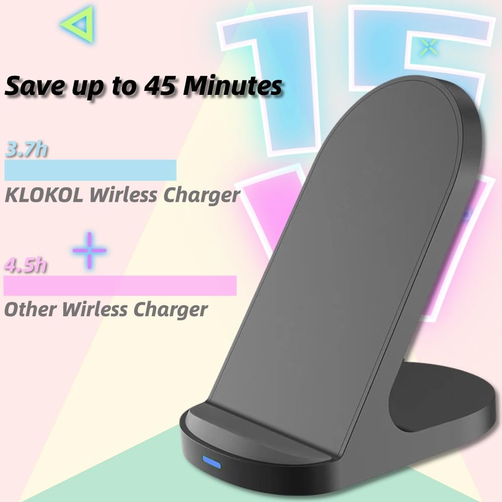 KLOKOL 15W Fast Wireless Charger for iPhone & Galaxy