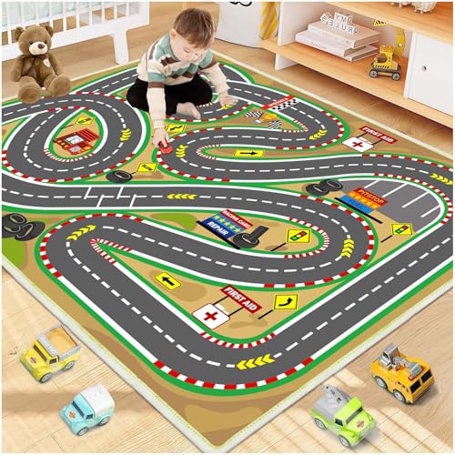 Kids Car Play Mat Race Track Rug