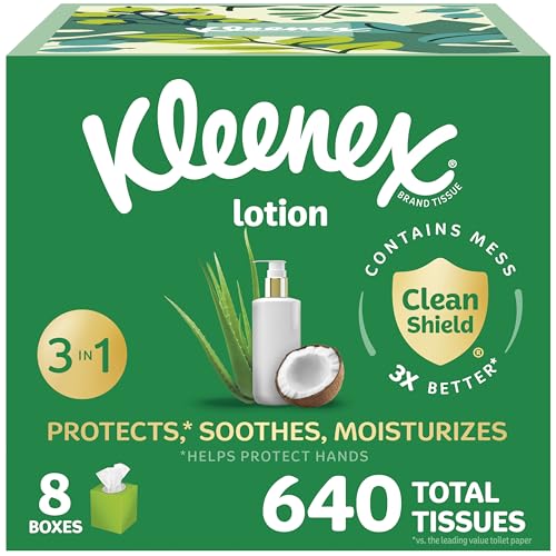 8 Cube Boxes Kleenex Lotion Facial Tissues (80 Tissues Per Box)