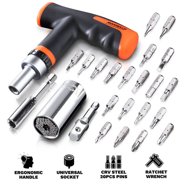 Universal Socket Tool Set with Ratcheting Screwdriver