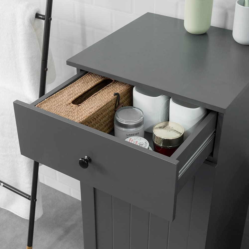 Haotian Bathroom Laundry Basket, Laundry Cabinet, Bathroom Hidden Laundry Hamper Cabinet, Clothes Basket, Grey, BZR21-DG