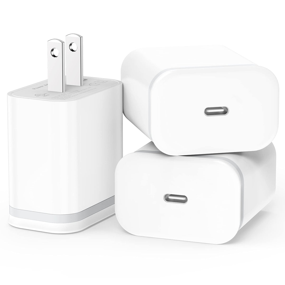 3 Pack 20W USB C Fast Charger Blocks