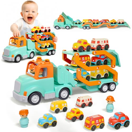 Foldable Truck Track Trailer Toy with Lights and Sounds