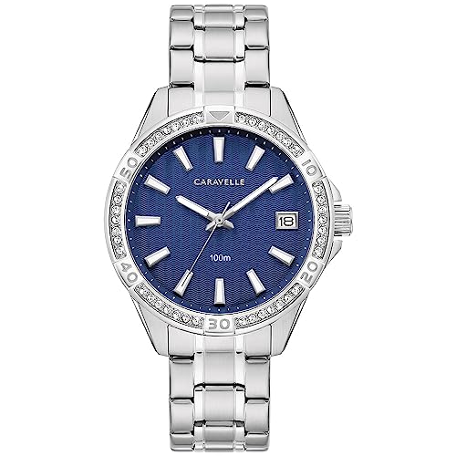 Caravelle Ladies' Crystal Quartz Stainless Steel Watch 100M