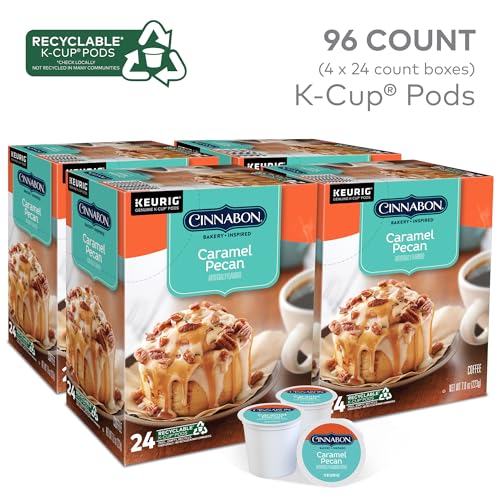 Cinnabon Caramel Pecan Coffee, Keurig Single Serve K-Cup Pods, 96 Count (4 Packs of 24)