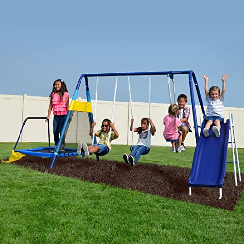Sportspower Metal Swing Set with Slide and Trampoline