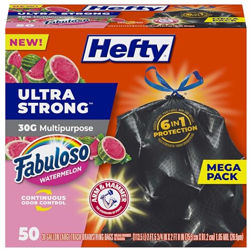 50 Pack Hefty Ultra Strong 30 Gallon Trash Bags