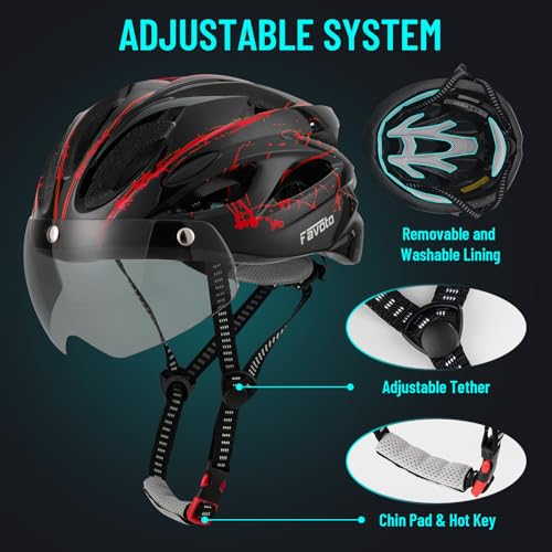 Favoto Lightweight Bike Helmet with LED Goggles