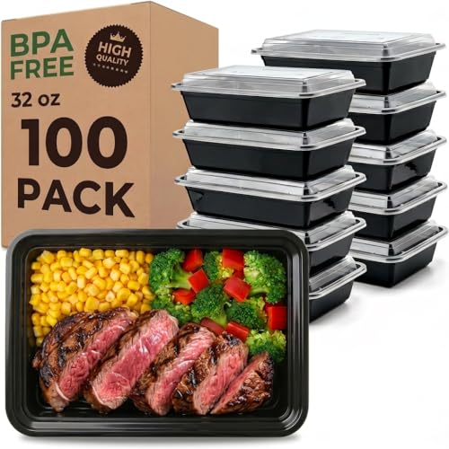 100 Pack Meal Prep Containers 32oz with Lids