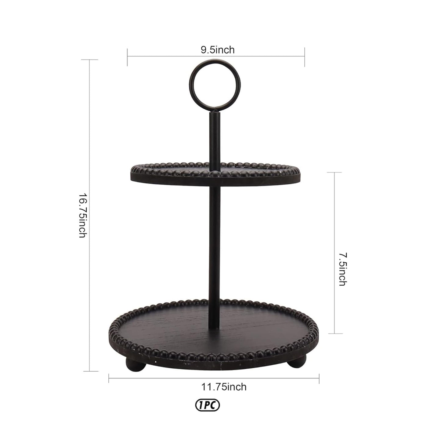 Defined Deco Black Tiered Tray,Two Tiered Decorative Serving Tray,Two Tier Cupcake Stand,2 Tiered Serving Tray Display for Coffee Bar Table Ceterpieces Rustic Farmhouse Home Decor,Kitchen Decor.