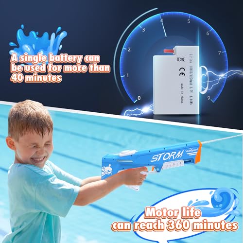 EagleStone Electric Water Gun for Kids Age 8-12, Automatic Squit Gun for Adults 33FT, Modular Battery Powered Auto Water Soaker, Kids Toy, Summer Party Favor Pool Beach Backyard Outdoor Toy Game