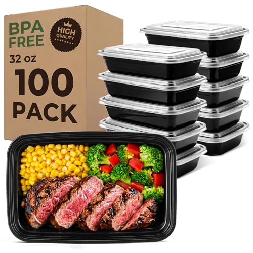 100 Pack Meal Prep Containers 32oz with Lids