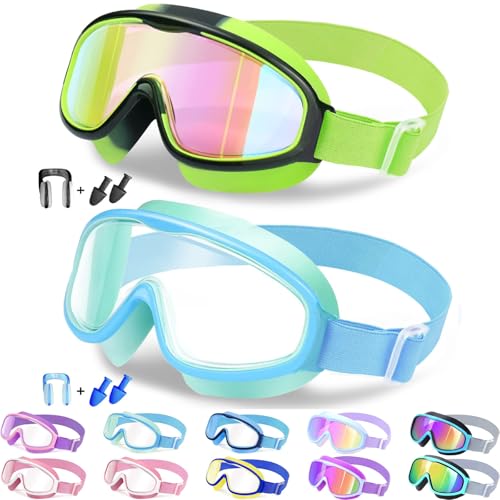 2 Pack Kids Anti-Fog UV Swim Goggles