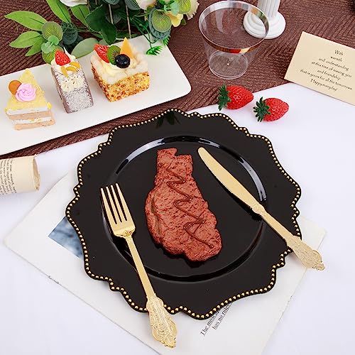 COLOSUS 175PCS Black Plastic Party Plates Set