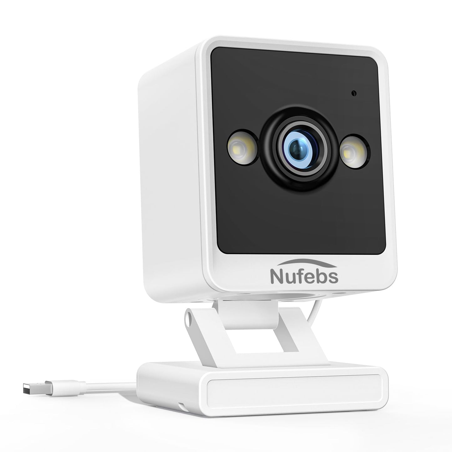 NUFEBS Mini 1080P Security Camera Indoor Compact Plug-in Wired Monitor with 2.4G WiFi Night Vision 2 Way Talk Motion Tracking SD&Cloud Pet Camera for Home Security (White)