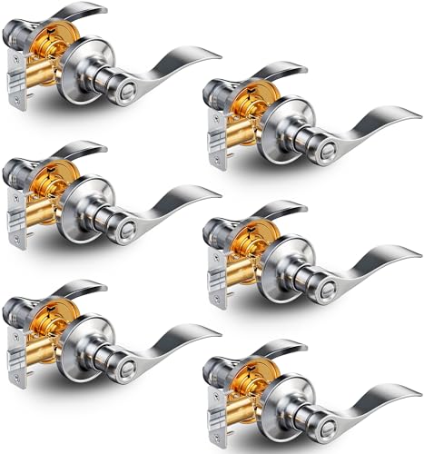 6 Pack Privacy Interior Door Lever Handles