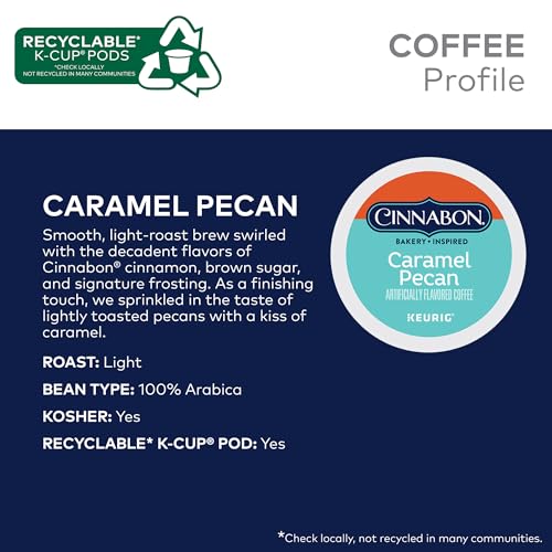 Cinnabon Caramel Pecan Coffee, Keurig Single Serve K-Cup Pods, 96 Count (4 Packs of 24)
