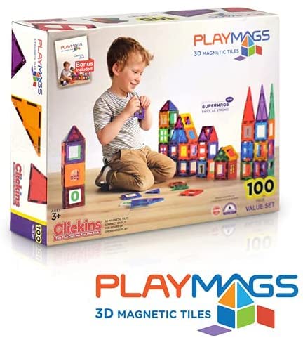Playmags 100-Piece Magnetic Building Blocks Set