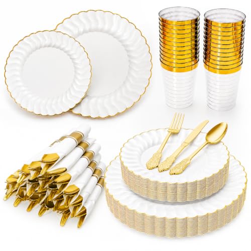 175 Piece Disposable Plastic Dinner and Dessert Plates