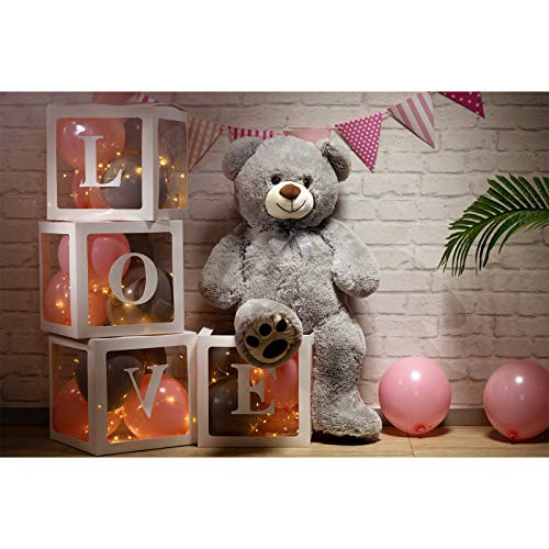 HollyHOME Teddy Bear Stuffed Animal Plush Giant Teddy Bears with Footprints Big Bear 36 inch Gray