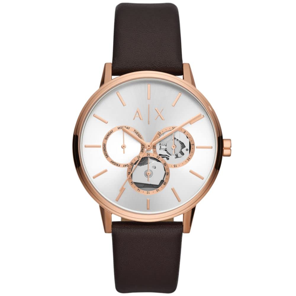 A|X ARMANI EXCHANGE Men's Multifunction Brown Leather Band Watch (Model: A|X2756)