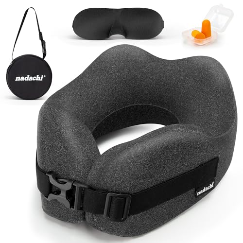 Travel Neck Pillow Set with Eye Mask Earplugs