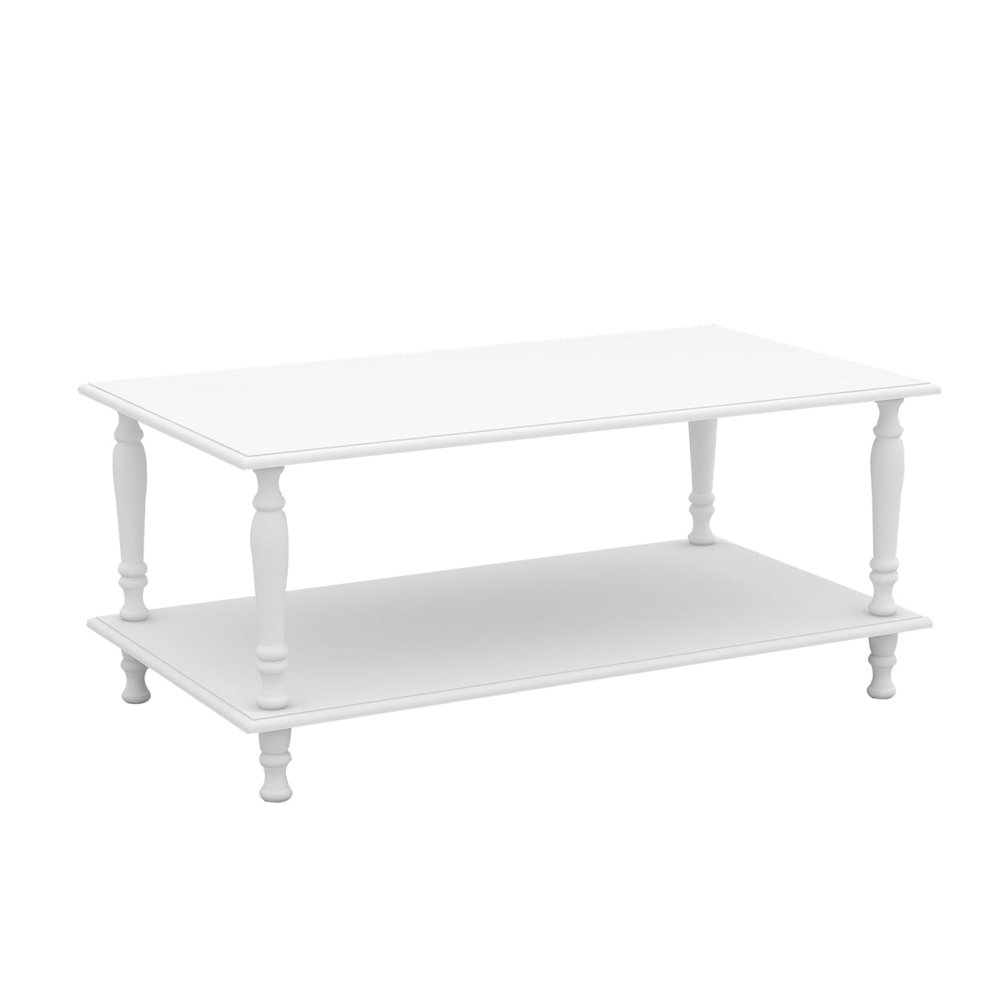 39 Inch Boho White Coffee Table with Storage