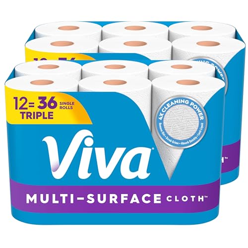 12 Triple Roll Viva Multi-Surface Paper Towels (165 Sheets Per Roll)