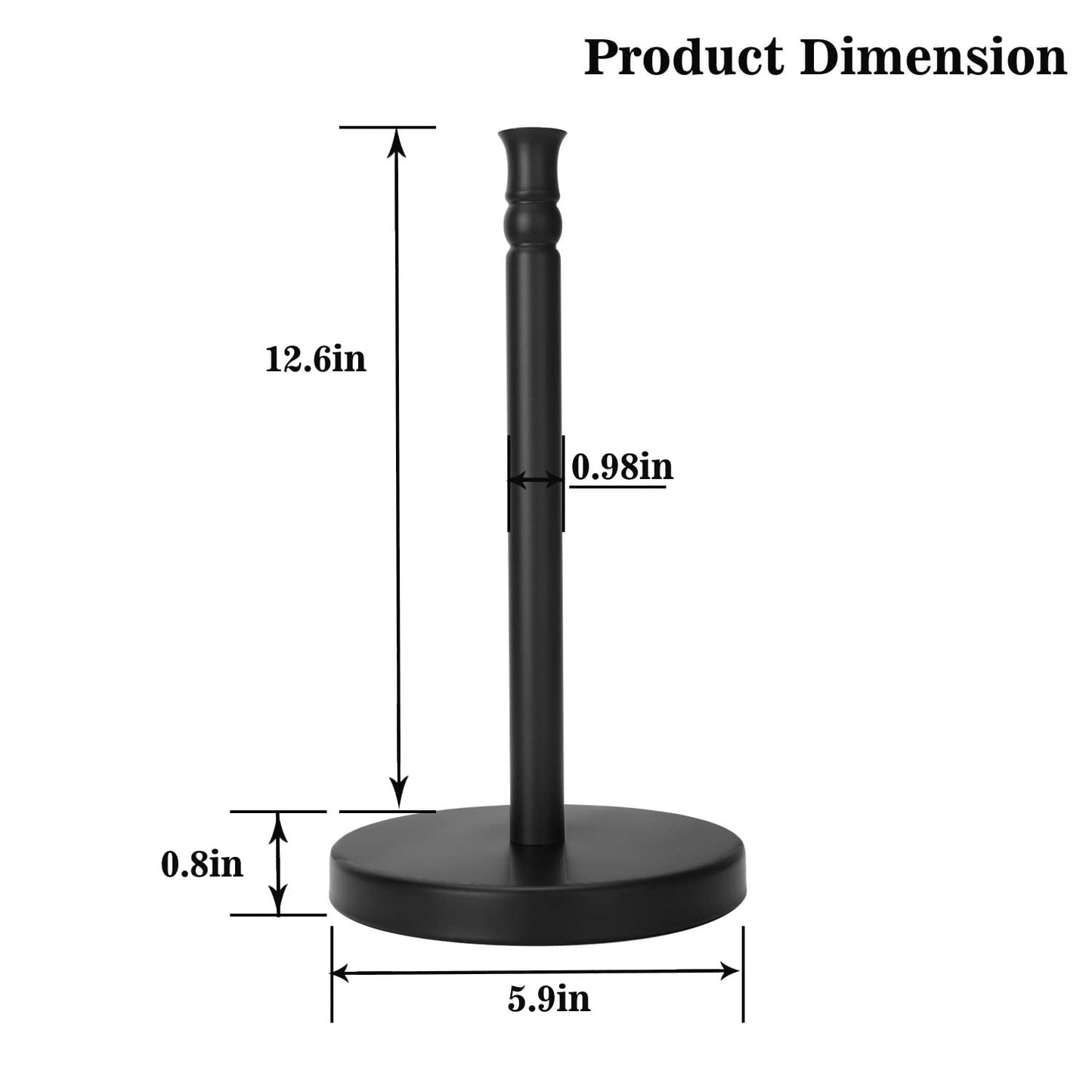 Sfemn Paper Towel Holder Countertop, Weighted Base for One-Handed Tear, Free Standing Paper Towel Holder Stand, Stainless Steel Paper Towel Dispenser for Kitchen Countertop (Black Matte)