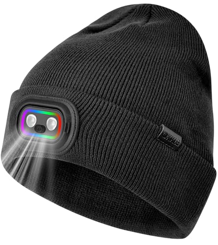 LED Headlamp Knit Beanie Hat