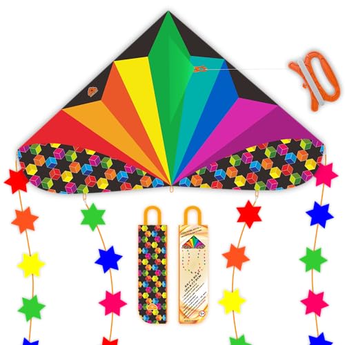 Easy-Fly Delta Kite with Tails and Carry Bag