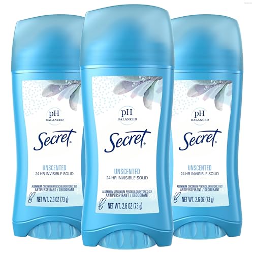 3 Pack Secret Unscented Invisible Solid Antiperspirant Deodorant
