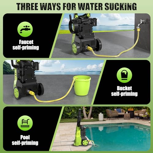 Electric High Pressure Washer - Duede Portable Power Washer with Upgraded Soap Tank, 4 Pressure Tips, 6.6 FT Inlet & 23 FT Water Outlet Hose, 3800PSI & 2.4GPM, Patios/Cars/Driveways/Fences Washing