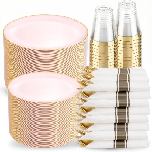 350 Piece Disposable Plastic Dinnerware Plates Set