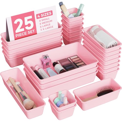 25 Pack Drawer Organizer Trays Set