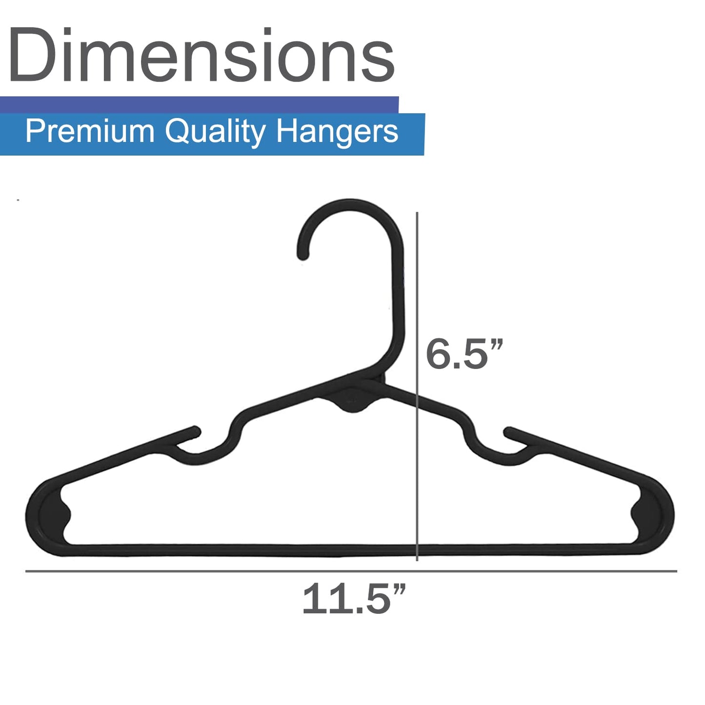 HESHBERG Kids Plastic Hangers 60 Pack - Black