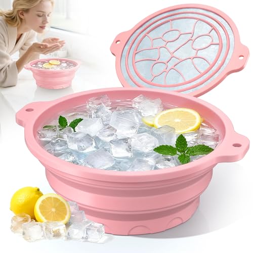 Foldable Silicone Face Ice Bath Bowl with Tray