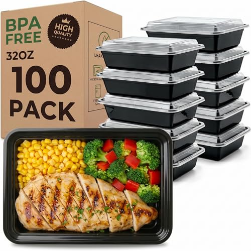100 Pack 32oz Meal Prep Containers with Lids